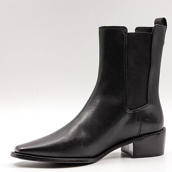 Tory Burch Women Classic Chelsea Elastic Panel Black Nappa Leather Boots sz 6 - Picture 4 of 9